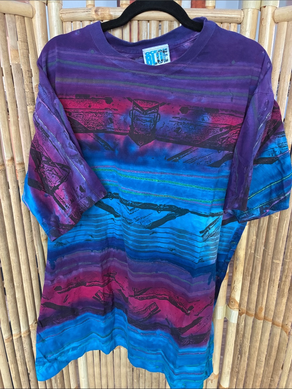 Blue Brand Multicolor Striped Short Sleeve Tee - Purple & Blue